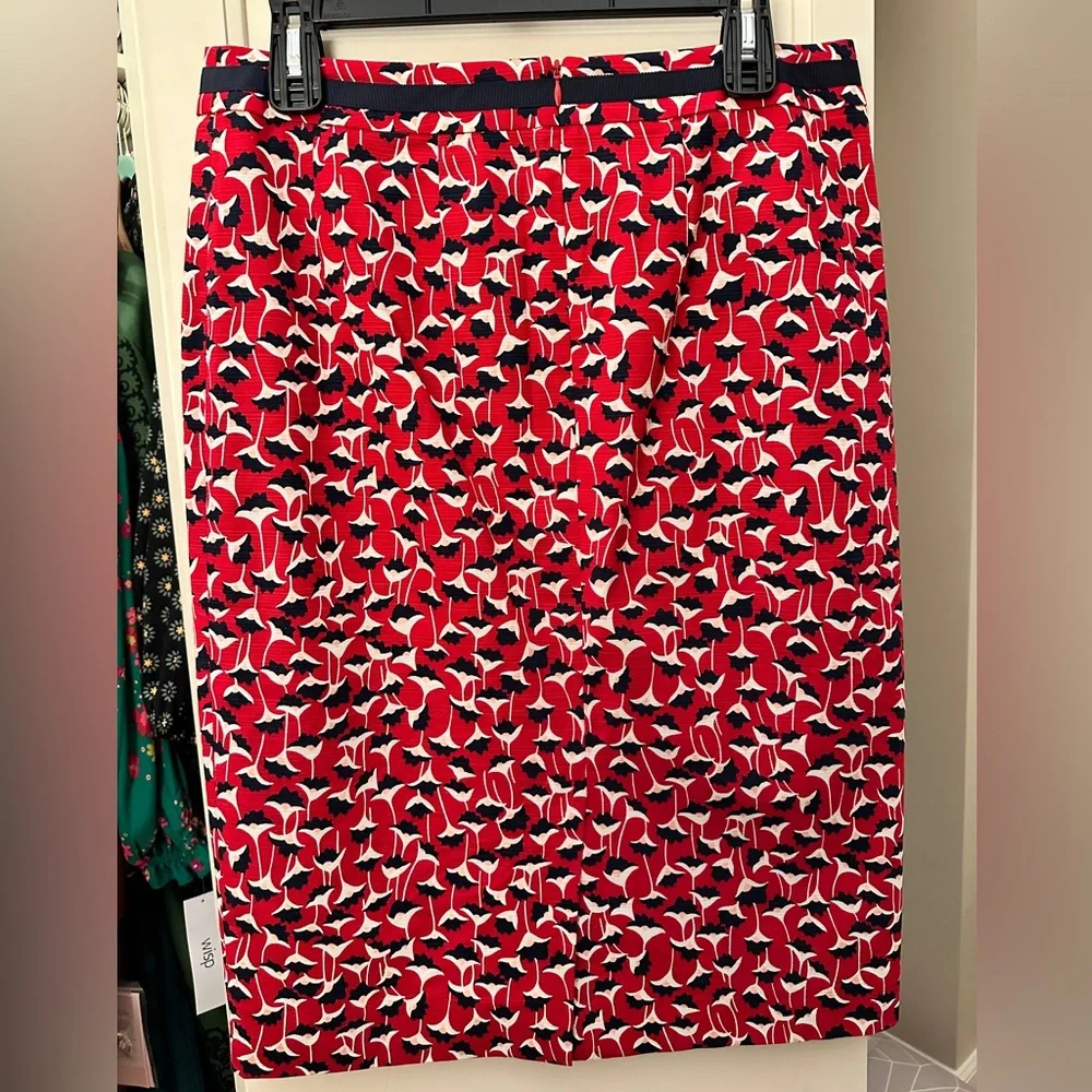 Boden Red and Blue Patterned Skirt